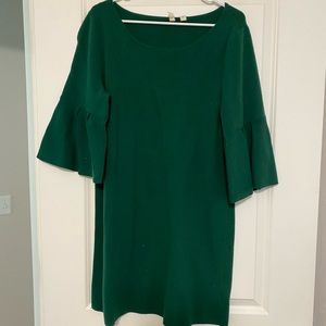 Anthropologie Emerald Green Sweater Dress Bell Sleeves